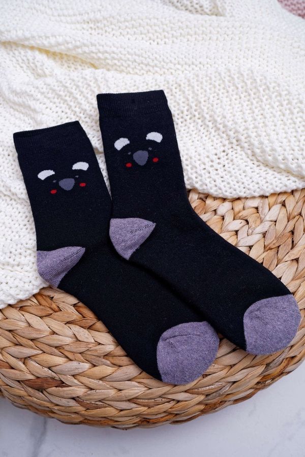 Kesi Women's socks Warm Black with Panda