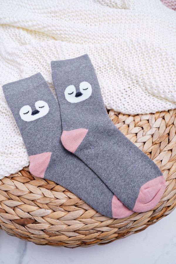 Kesi Women's socks warm gray with penguin
