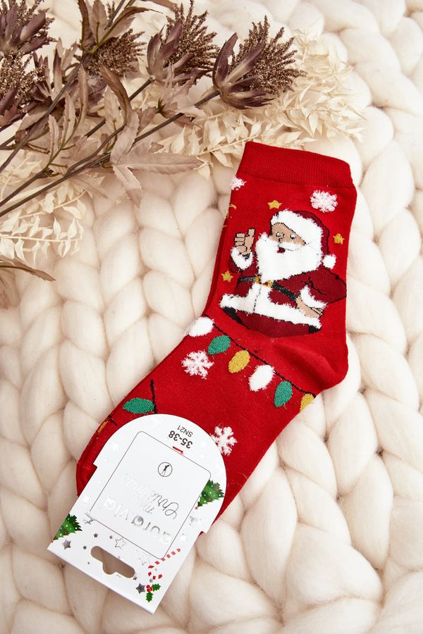 Kesi Women's socks with Santa Claus Red