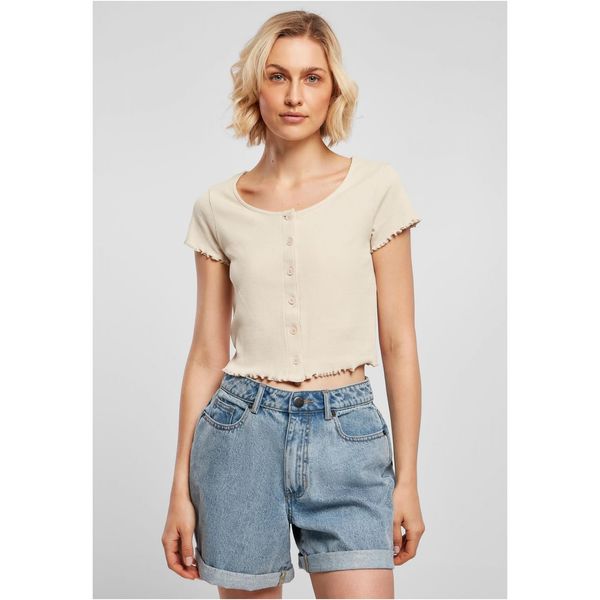 Urban Classics Women's Soft Seagrass T-Shirt Cropped Button Up Rib