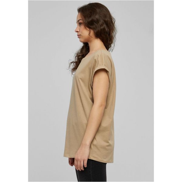 Urban Classics Women's Soft Taupe T-Shirt with Extended Shoulder