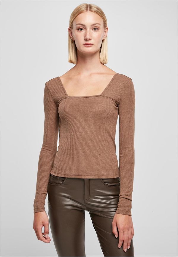 Urban Classics Women's square neckline with long sleeves in dark khaki color
