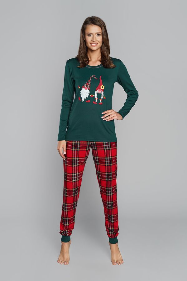 Italian Fashion Women's St. Nicholas pyjamas, long sleeves, long legs - green/print