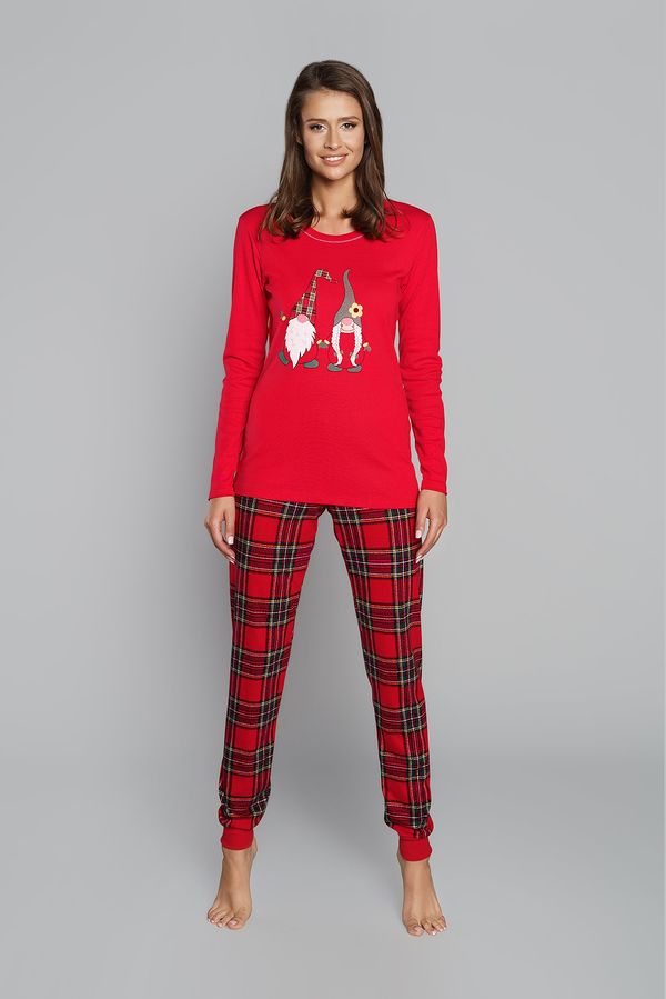 Italian Fashion Women's St. Nicholas pyjamas, long sleeves, long legs - red/print