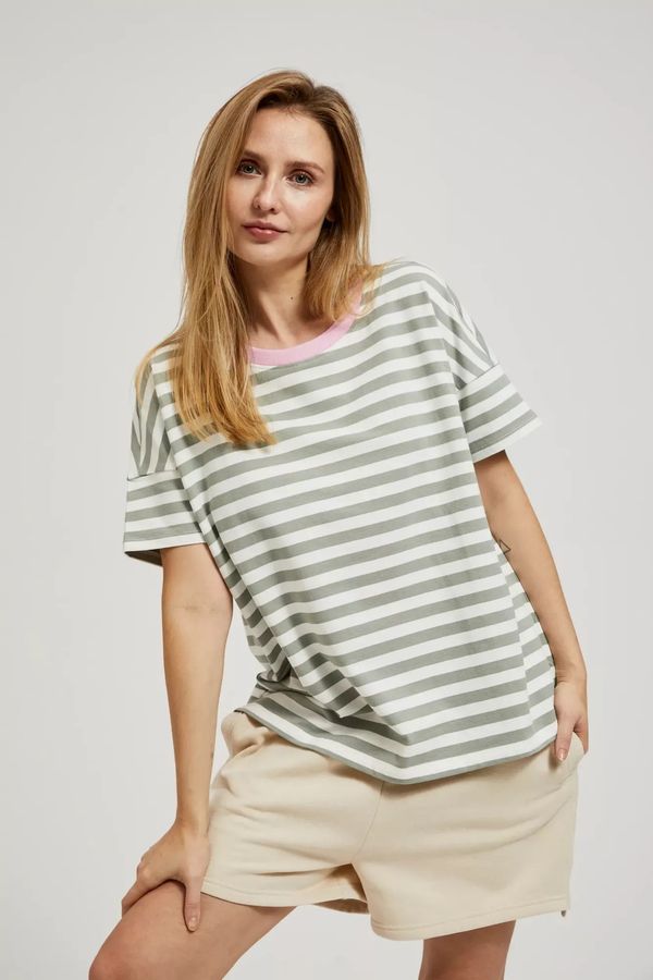 Moodo Women's striped T-shirt MOODO - olive