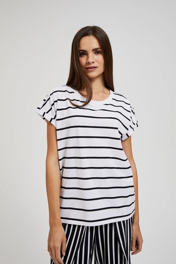 Moodo Women's striped T-shirt MOODO - white