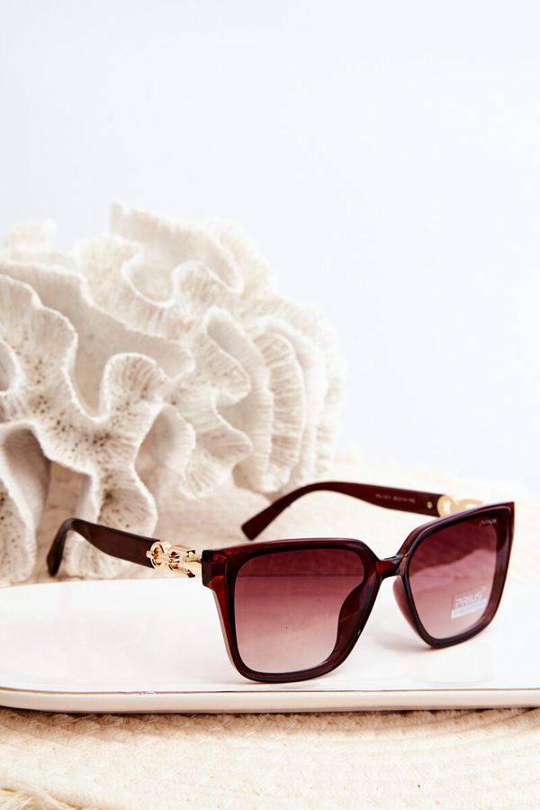 Kesi Women's Sunglasses with Decorative Details: UV400 Dark Brown