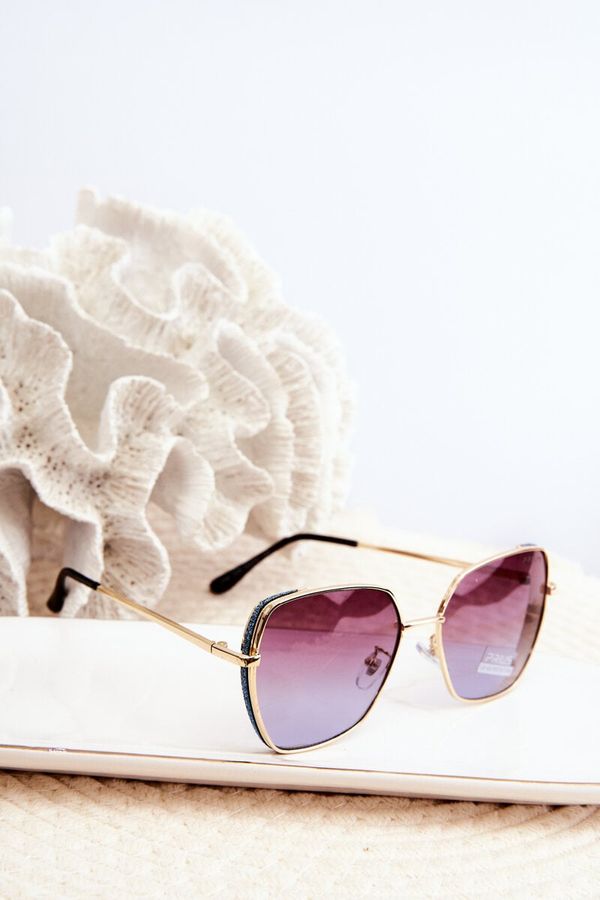 Kesi Women's Sunglasses with Glitter Inserts UV400 Gold-Blue