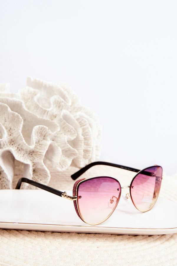 Kesi Women's Sunglasses with Glitter Inserts UV400 Rose Gold