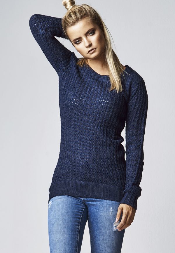 Urban Classics Women's sweater with a long wide neckline in a navy design