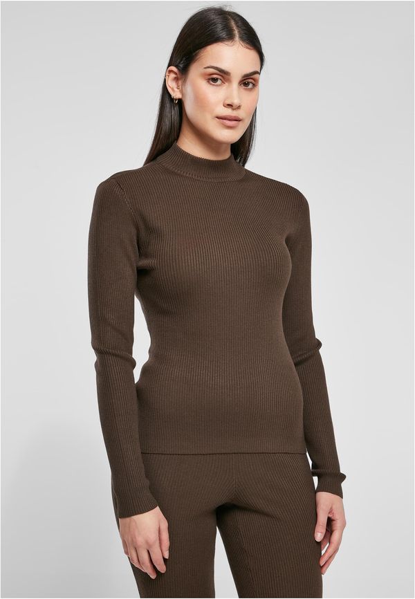 Urban Classics Women's sweater with ribbed knit with turtleneck brown