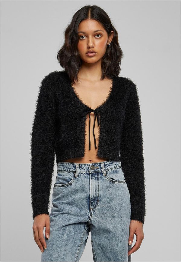 Urban Classics Women's sweater with tied cropped feathers black