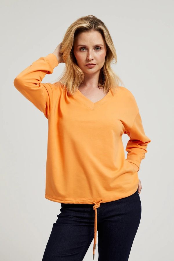 Moodo Women's sweatshirt with V-neck and tie MOODO - orange