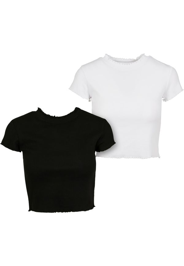 Urban Classics Women's T-shirt Cropped Rib 2-Pack black/white