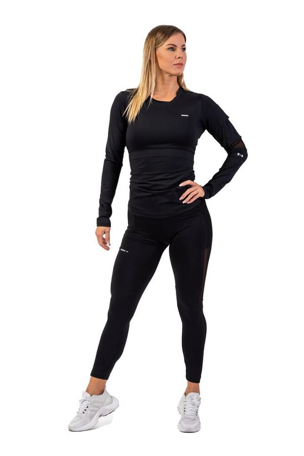 NEBBIA Women's T-shirt Nebbia Long Sleeve Smart Pocket Sporty Top 418 black L