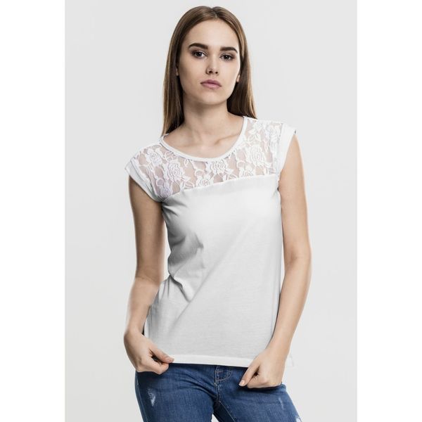 Urban Classics Women's T-shirt Top Laces white