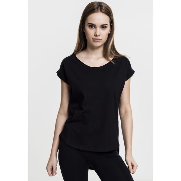Urban Classics Women's T-shirt with a long back in the shape of Slub in black color
