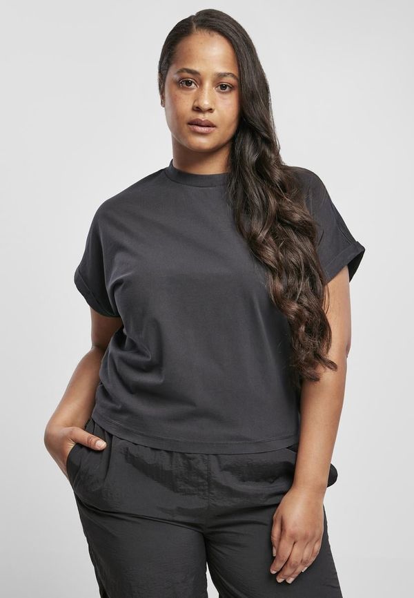 Urban Classics Women's T-shirt with a short pigment cut on the sleeve black