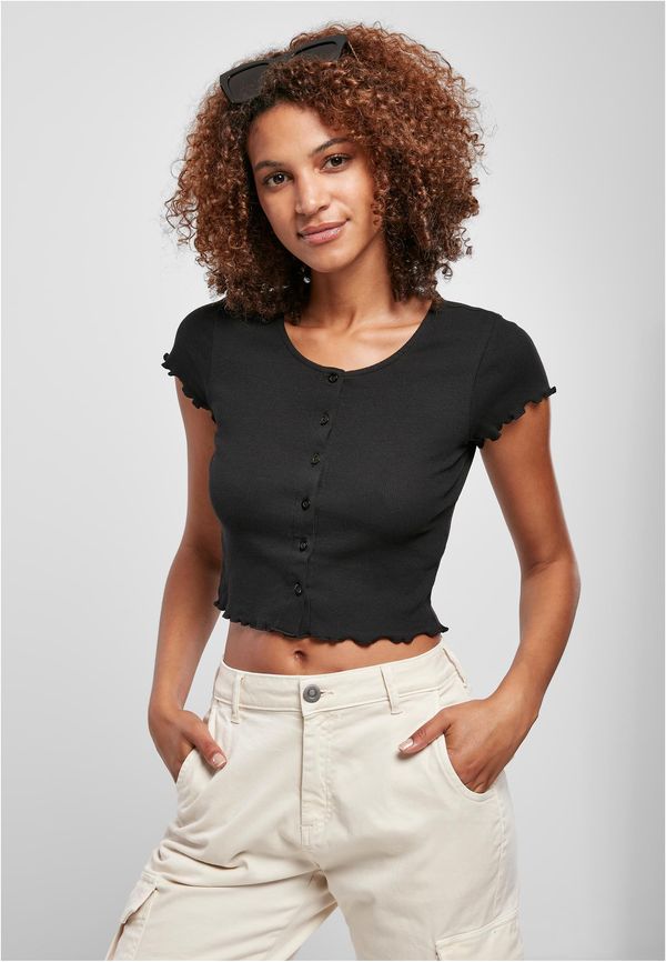 Urban Classics Women's T-shirt with buttons, black