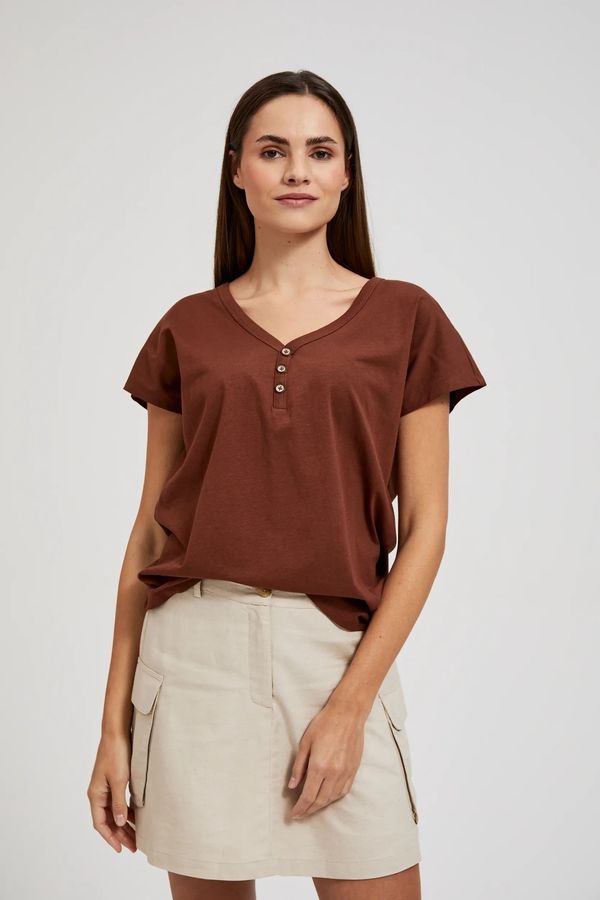 Moodo Women's T-shirt with buttons MOODO - brown