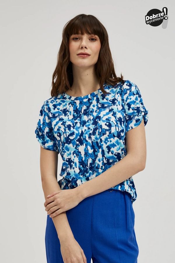 Moodo Women's T-shirt with floral pattern MOODO - navy blue