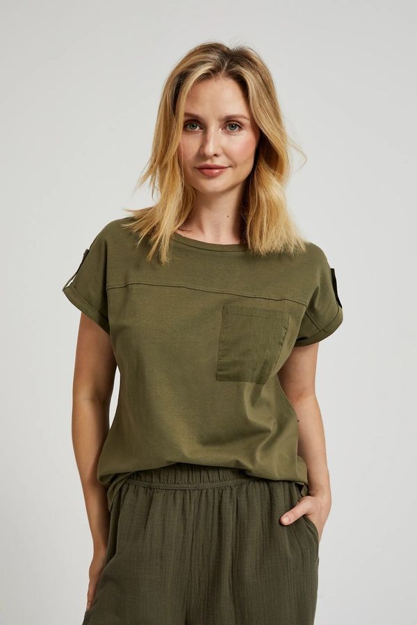 Moodo Women's T-shirt with pocket MOODO - olive