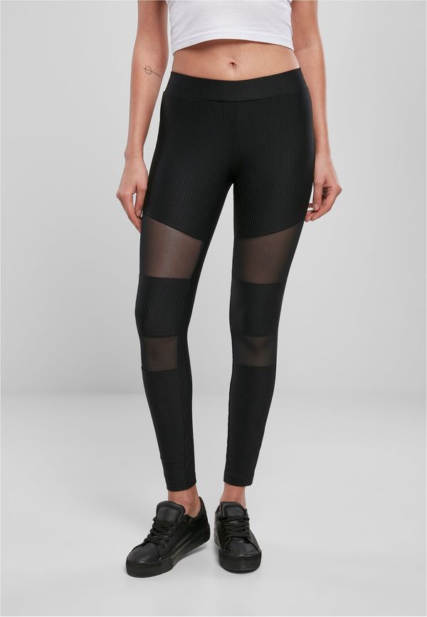 Urban Classics Women's Tech Mesh Rib Leggings - Black