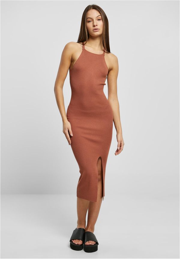 UC Ladies Women's terracotta dress with midi ribbed knit