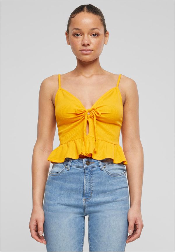 Urban Classics Women's top Waffle Pique Ruffle mango