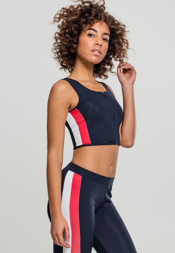 UC Ladies Women's top with side stripe with zipper in navy blue/fiery red/white