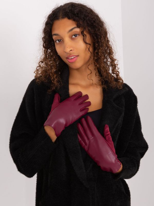 Fashionhunters Women's touch gloves burgundy