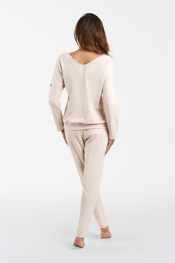 Italian Fashion Women's tracksuit Karina with long sleeves, long pants - beige