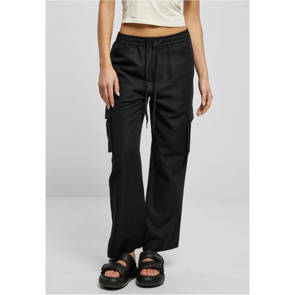 Urban Classics Women's Trousers Vicose Straight Leg Cargo - Black