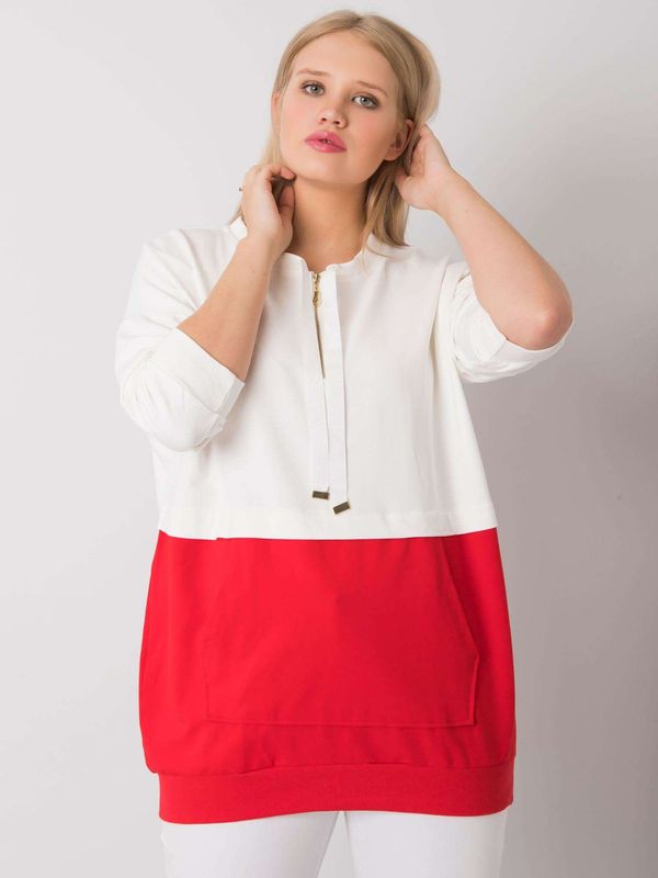 Fashionhunters Women's tunic plus-size ekru-red