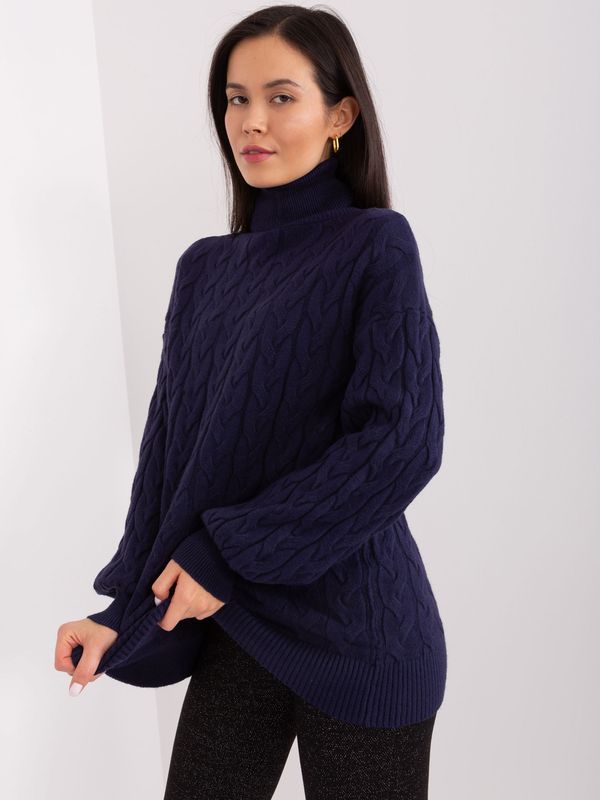 Fashionhunters Women's turtleneck in navy blue