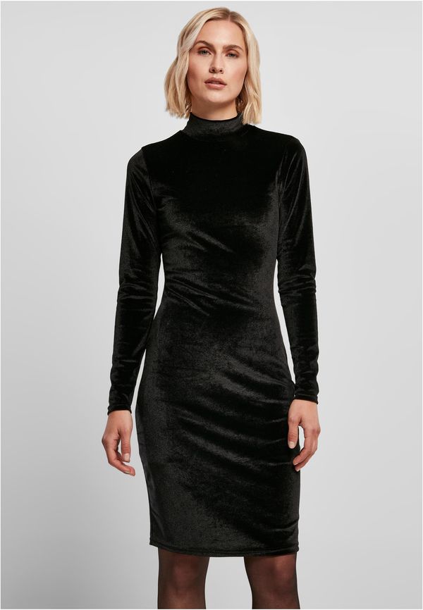 Urban Classics Women's velvet dress with turtle neck black