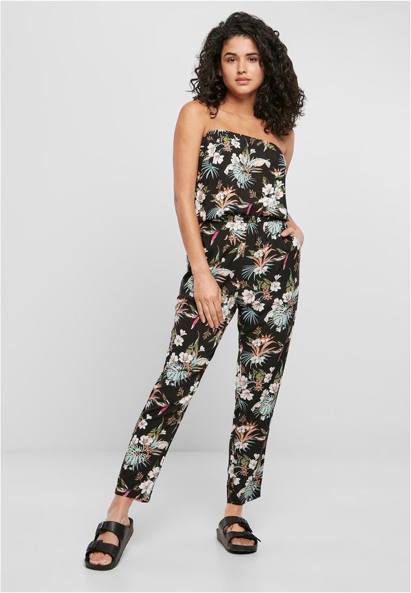 Urban Classics Women's Viscose Bandeau Jumpsuit Black Tropical