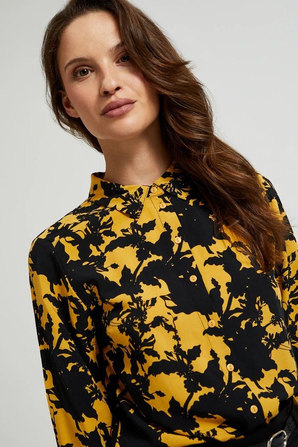 Moodo Women's viscose blouse MOODO - black-yellow