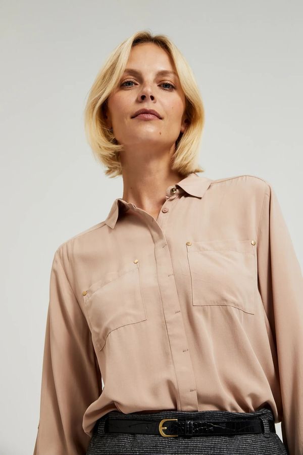 Moodo Women's viscose blouse with pockets MOODO - beige