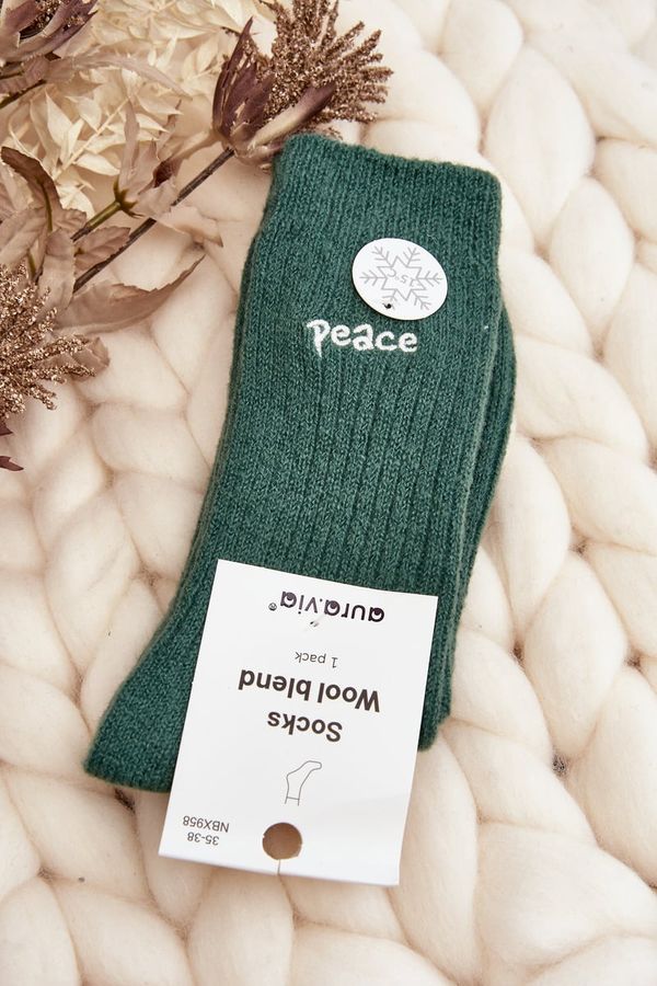 Kesi Women's warm socks with green lettering