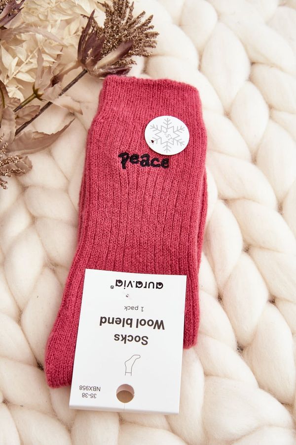 Kesi Women's warm socks with pink lettering