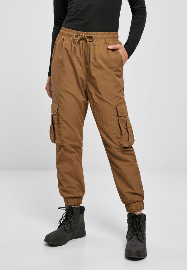 Urban Classics Women's Wavy Nylon Cargo Trousers with High Waist in the Middle