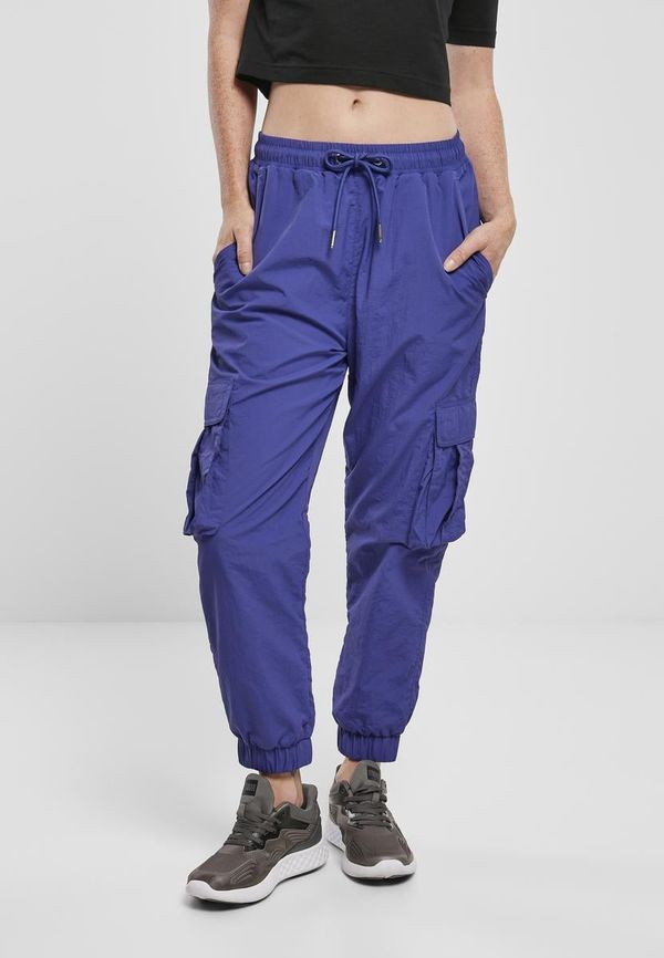 UC Ladies Women's Wavy Nylon High Waisted Cargo Pants Blue Purple