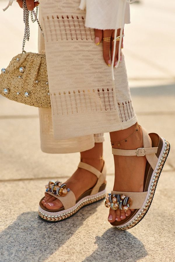 Kesi Women's wedge and platform sandals with embellishments S.Barski beige
