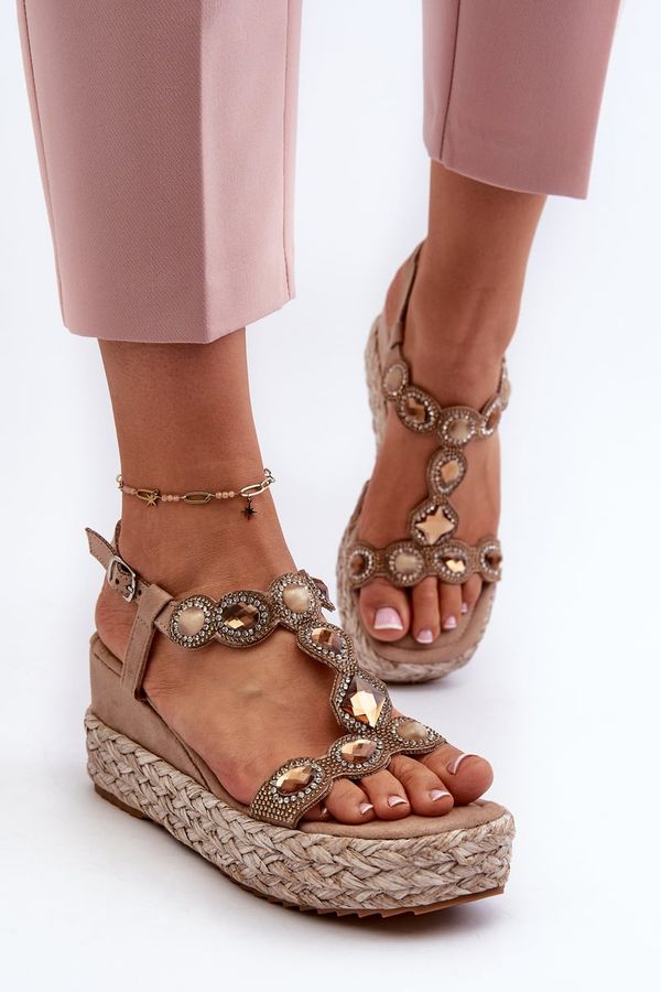 Kesi Women's wedge sandals with braid S.Barski beige