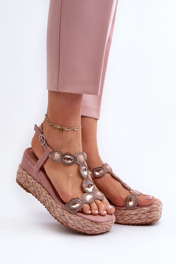 Kesi Women's wedge sandals with braid S.Barski pink