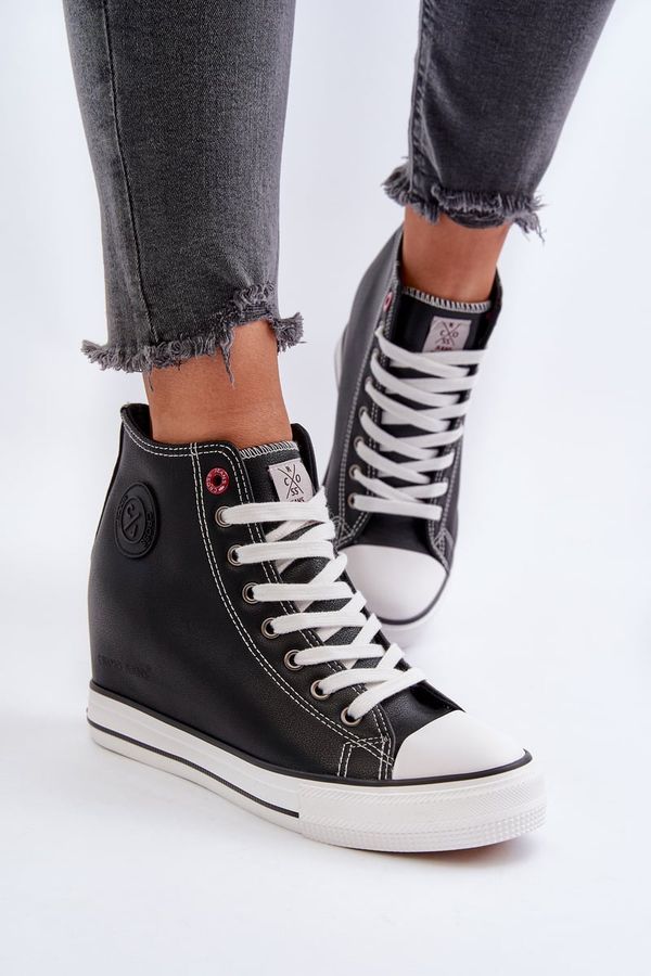 Kesi Women's Wedge Sneakers Cross Jeans Black
