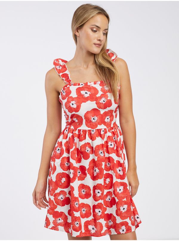Pieces Women's White and Red Floral Dress Pieces Halia - Women's