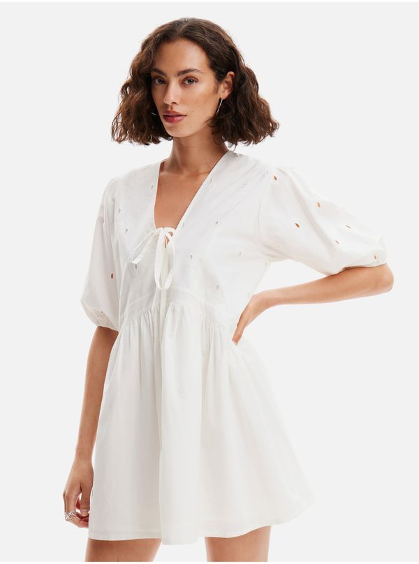 DESIGUAL Women's White Mini Dress Desigual Lombard - Women