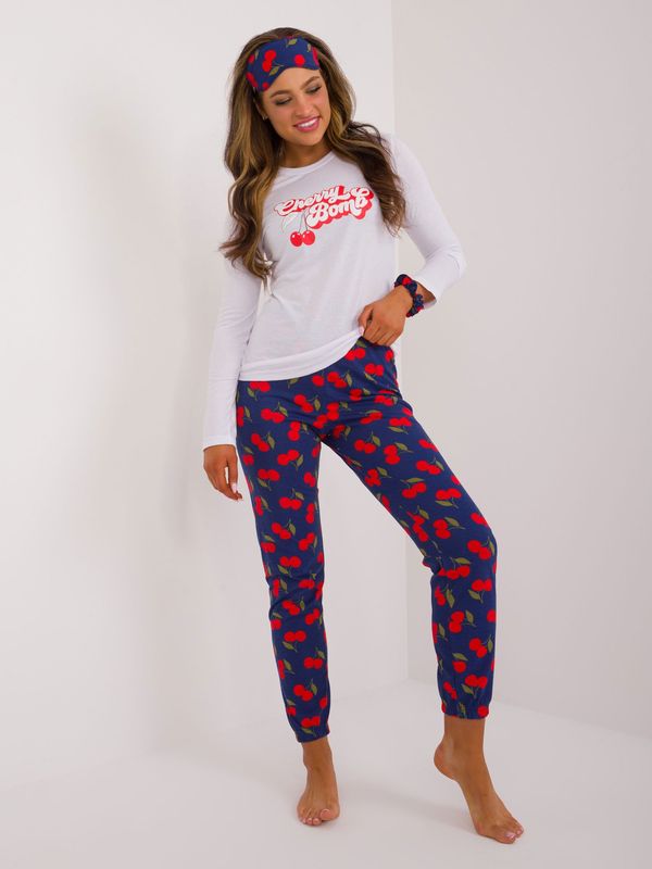 Fashionhunters Women's white pajamas with cherries